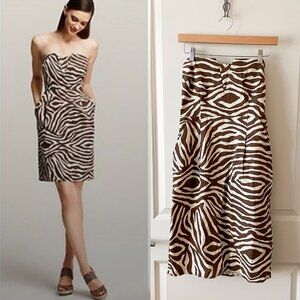 Kate Spade Silk Blend Zebra Print Strapless Dress